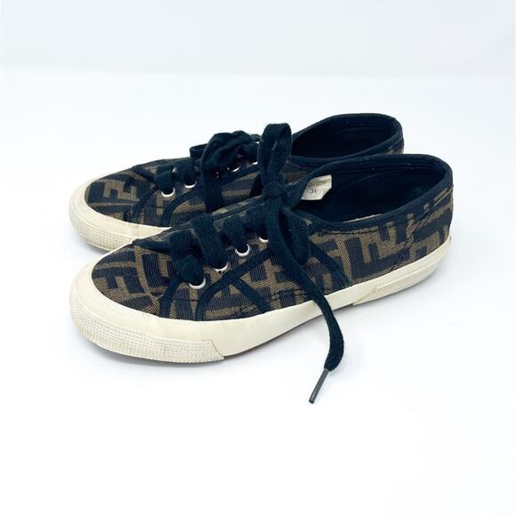 Vintage 90’s FENDI Scarpe FF Monogram Zucca Print Low Top Sneakers EU 36 - Picture 3 of 6